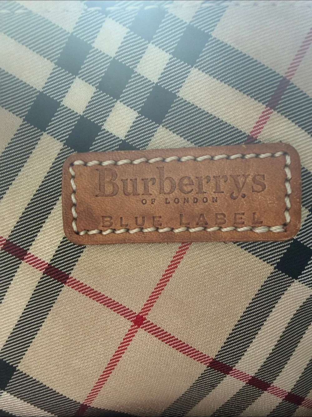 Burberry Red Canvas & Beige Nova Check Tote